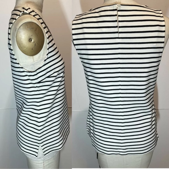 NWT J Crew Factory Women’s Sz S Shell Top W/ Rhinestone At Neck Blue White B8283 - Picture 4 of 11